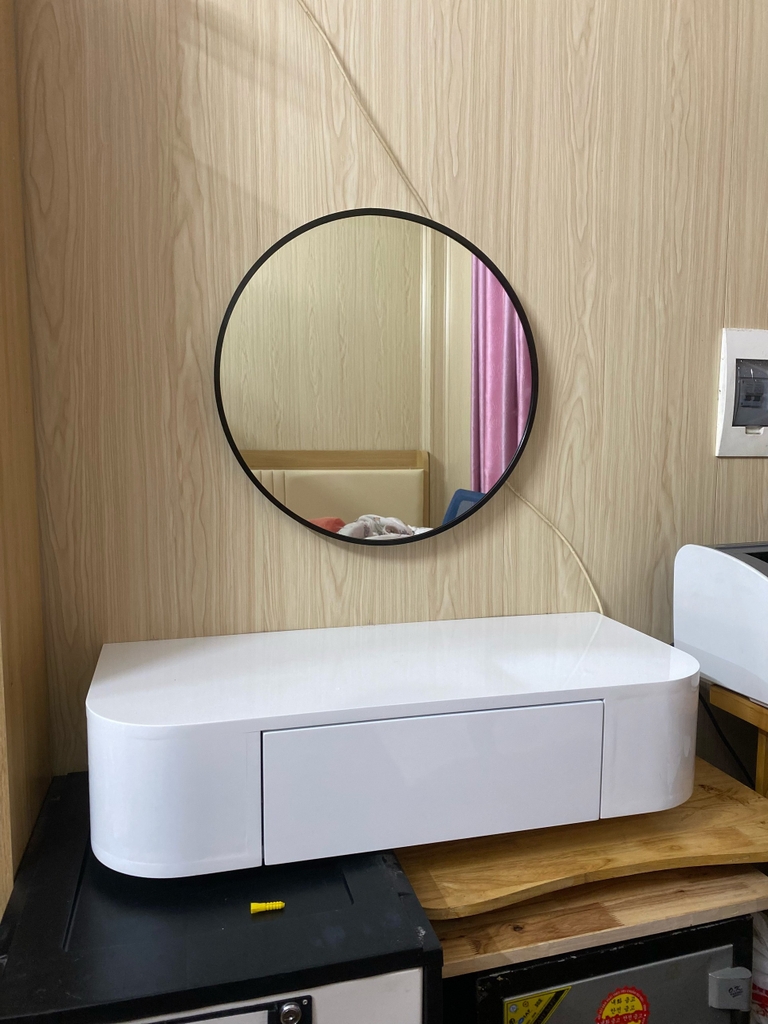Bàn Trang Điểm Treo Tường Màu Ghi Xám Bo Góc  Cong