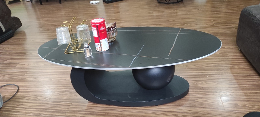 Bàn trà mặt đá hình elip Bt105 (120x60cm)