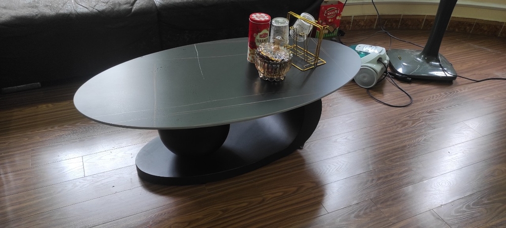 Bàn trà mặt đá hình elip Bt105 (120x60cm)