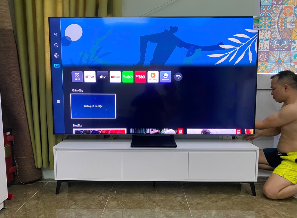Kệ tivi đặt sàn bắc âu màu sồi ngăn kéo trắng (180x30x40cm) -TVL014
