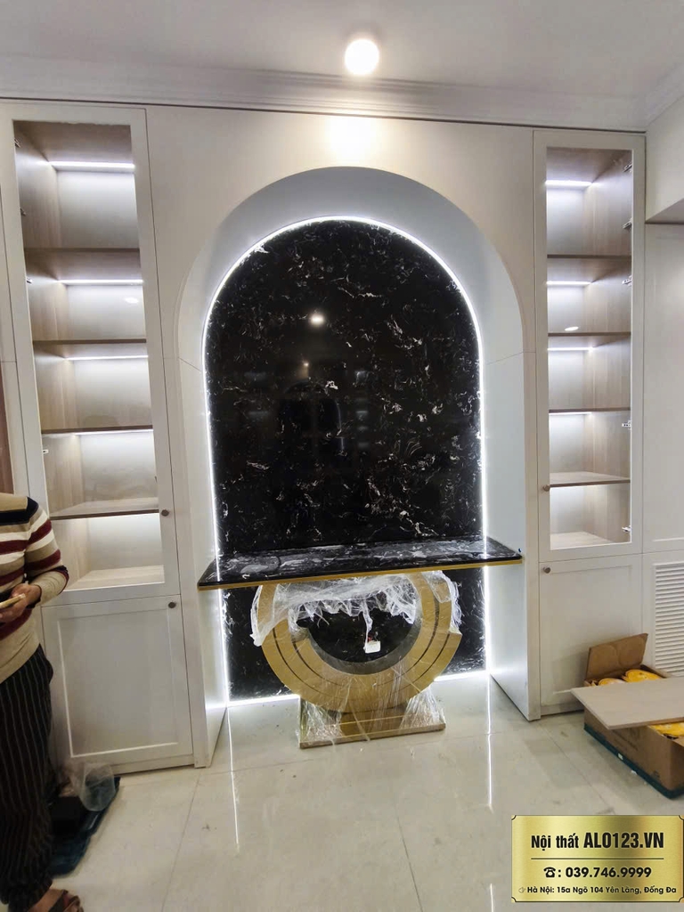 Bàn Console chữ nhật chân sắt sơn tinh điện mặt đá MS01