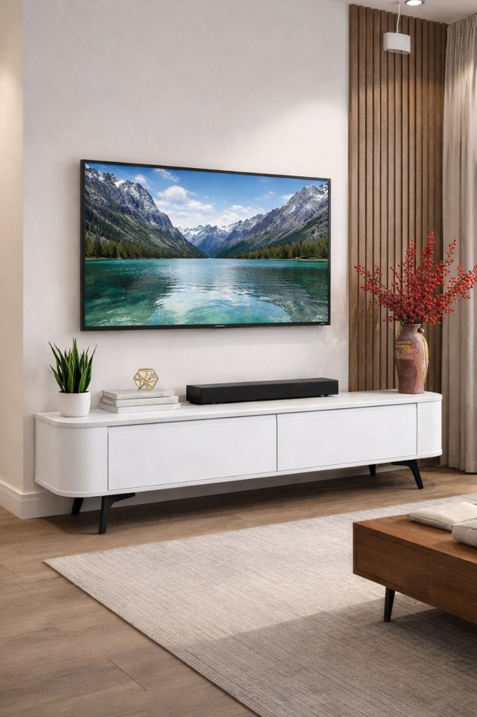 Kệ tivi đặt sàn Bắc âu bo góc  -TVL203