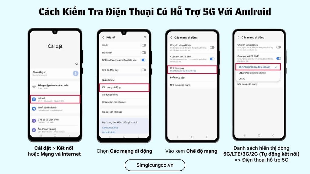 Cách Kiểm Tra Điện Thoại Có Hỗ Trợ 5G trên Android