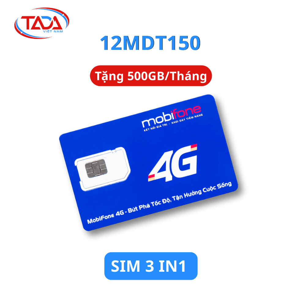 Trọn Gói 12 Tháng - Sim Và Esim 4G Mobifone 12MDT150 Tặng 500GB Data Tốc Độ Cao 1 Tháng