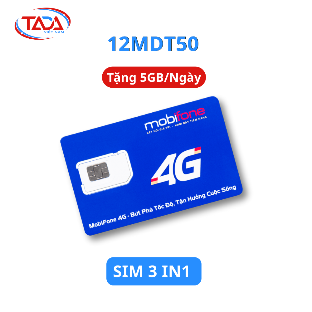 Trọn Gói 12 Tháng - Sim Và Esim 4G Mobifone 12FD50 - 12MDT50 Tặng 150GB Data Tốc Độ Cao 1 Tháng