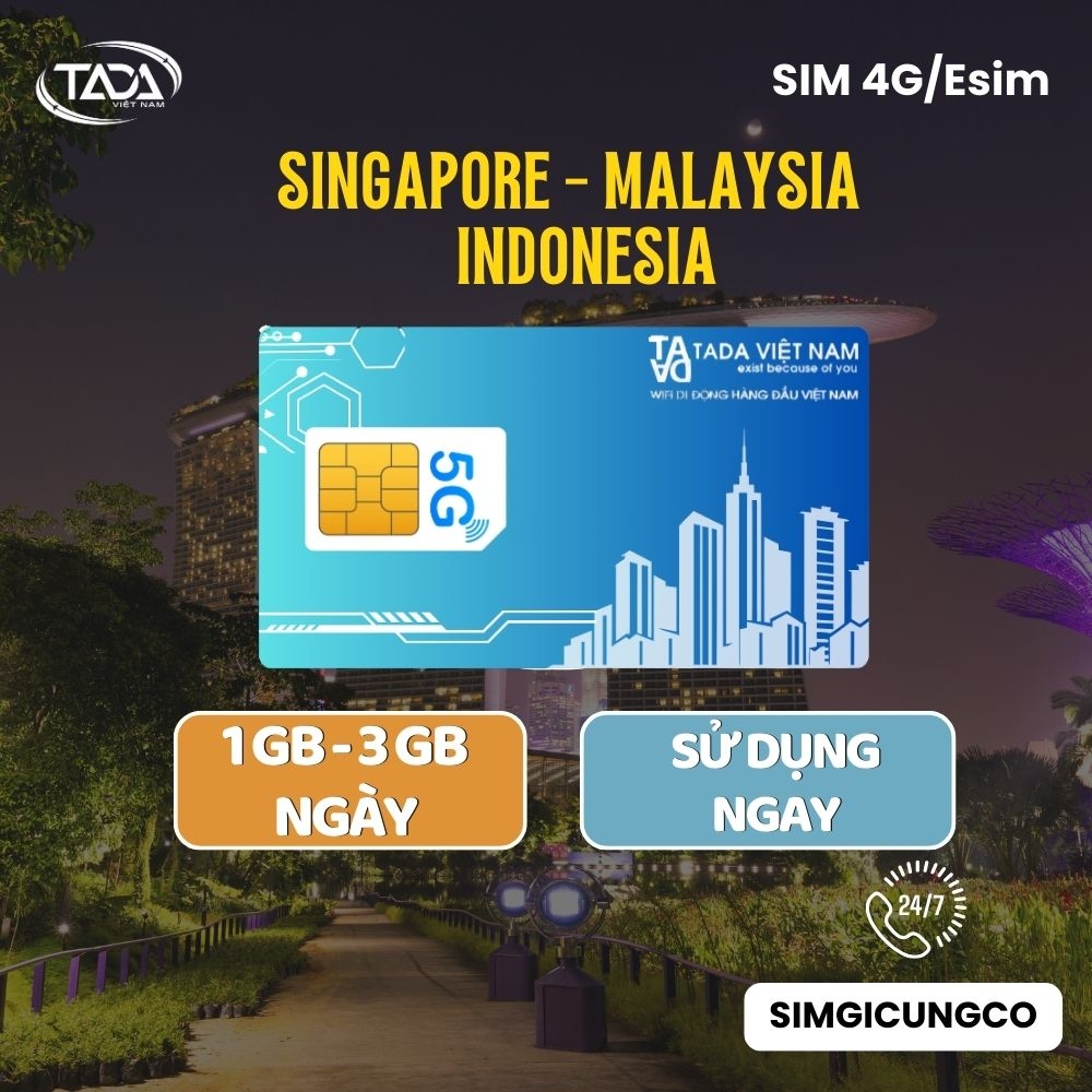 Bảng giá sim và eSIM du lịch Singapore Malaysia Indonesia
