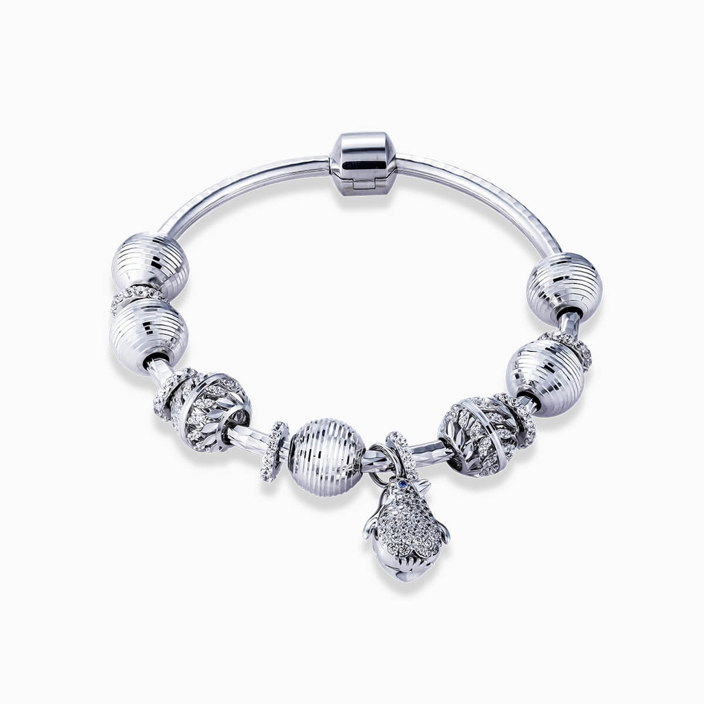 Trang sức vòng tay bạc nữ mix hạt charm