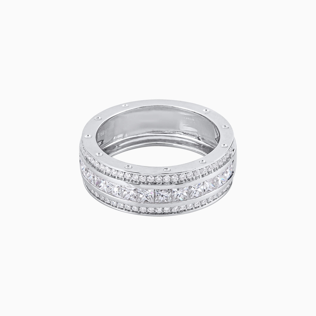 Trang sức nhẫn nữ vàng trắng 18K đính kim cương