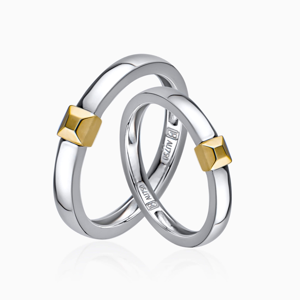 Trang sức nhẫn cưới vàng trắng và vàng 18K