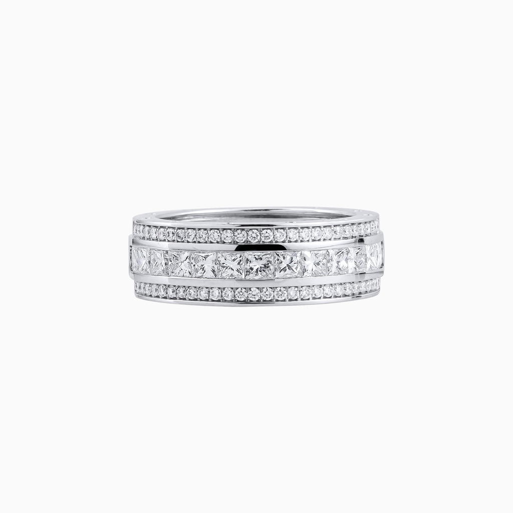 Trang sức nhẫn nữ vàng trắng 18K đính kim cương