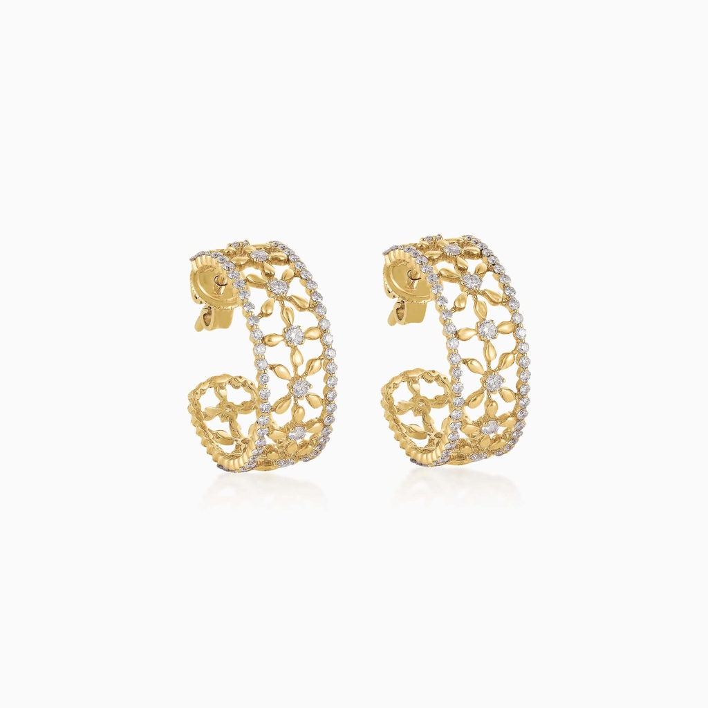 Trang sức Bông tai nữ Murano vàng 18K đính kim cương