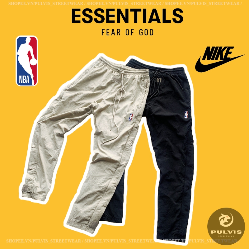 Qu n FEAR OF GOD x Nike Nylon Warm Up Pants Off Noir String Qu n Snap FOG NBA Pulvis Streetwear