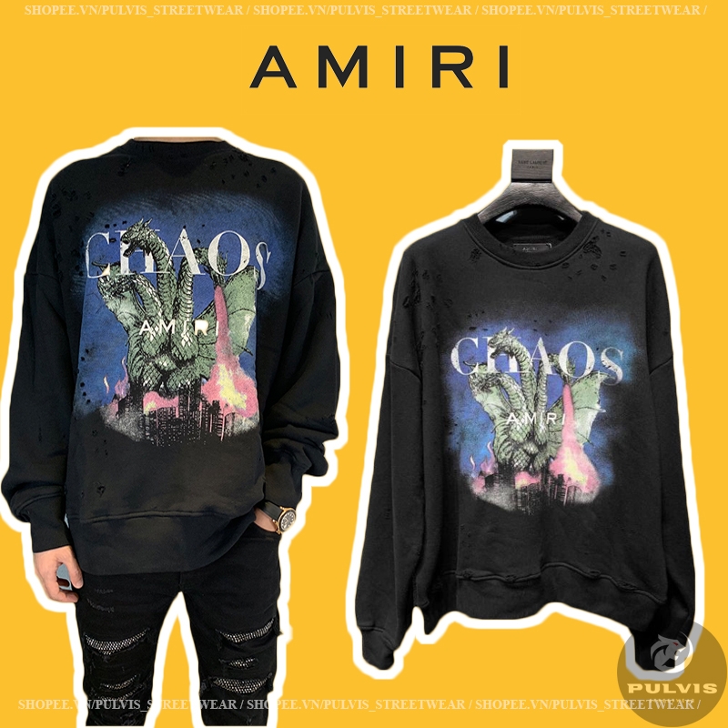 Ao Sweater AMIRICity Dragon Print Sweatshirt Ao Sweater Amiri Chaos Sweater nam Pulvis Streetwear
