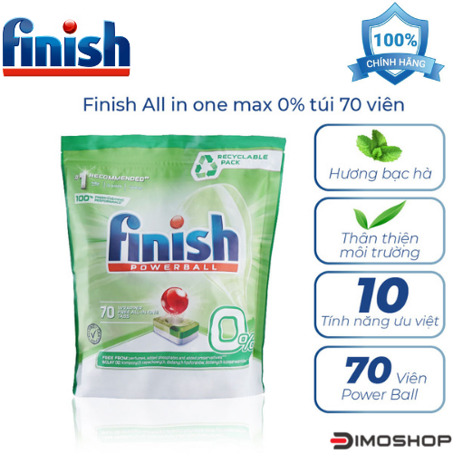 VIÊN RỬA BÁT FINISH ALL IN 1 MAX HỮU CƠ ECO 0% LOẠI 70 VIÊN
