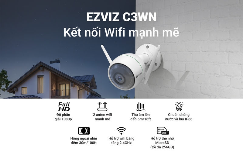 Camera ngoài trời Wifi EZVIZ C3WN 1080P | Khánh Long Camera