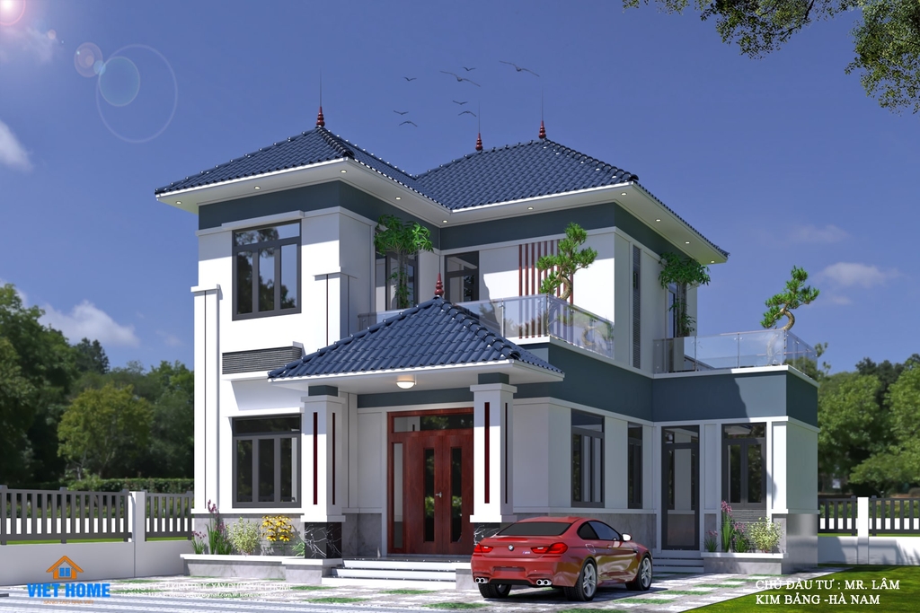 Hoàn thiện thiết kế nhà vườn 2 tầng mái nhật - Anh Lâm, Hà Nam CÔNG TY CỔ  PHẦN KIẾN TRÚC XÂY DỰNG VIỆT HOME