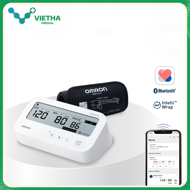Máy đo huyết áp Omron HEM-7194T1 – Phát hiện rung nhĩ(AFib), kết nối ...