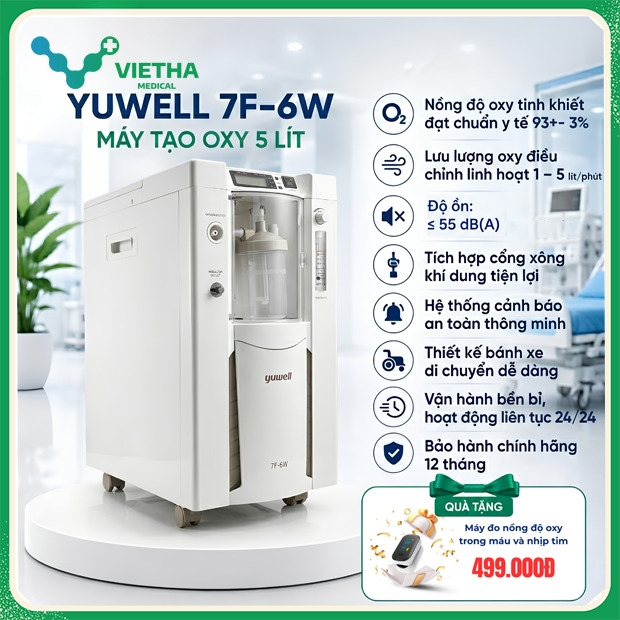 Máy Tạo Oxy Y Tế Yuwell 7F-6W (5DW) ( 5L/phút )