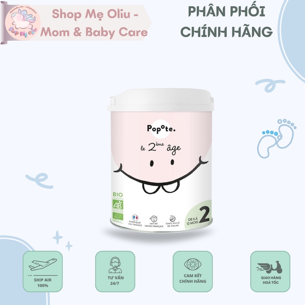 Sữa hữu cơ Popote Bebe 800gram số 1 2 3