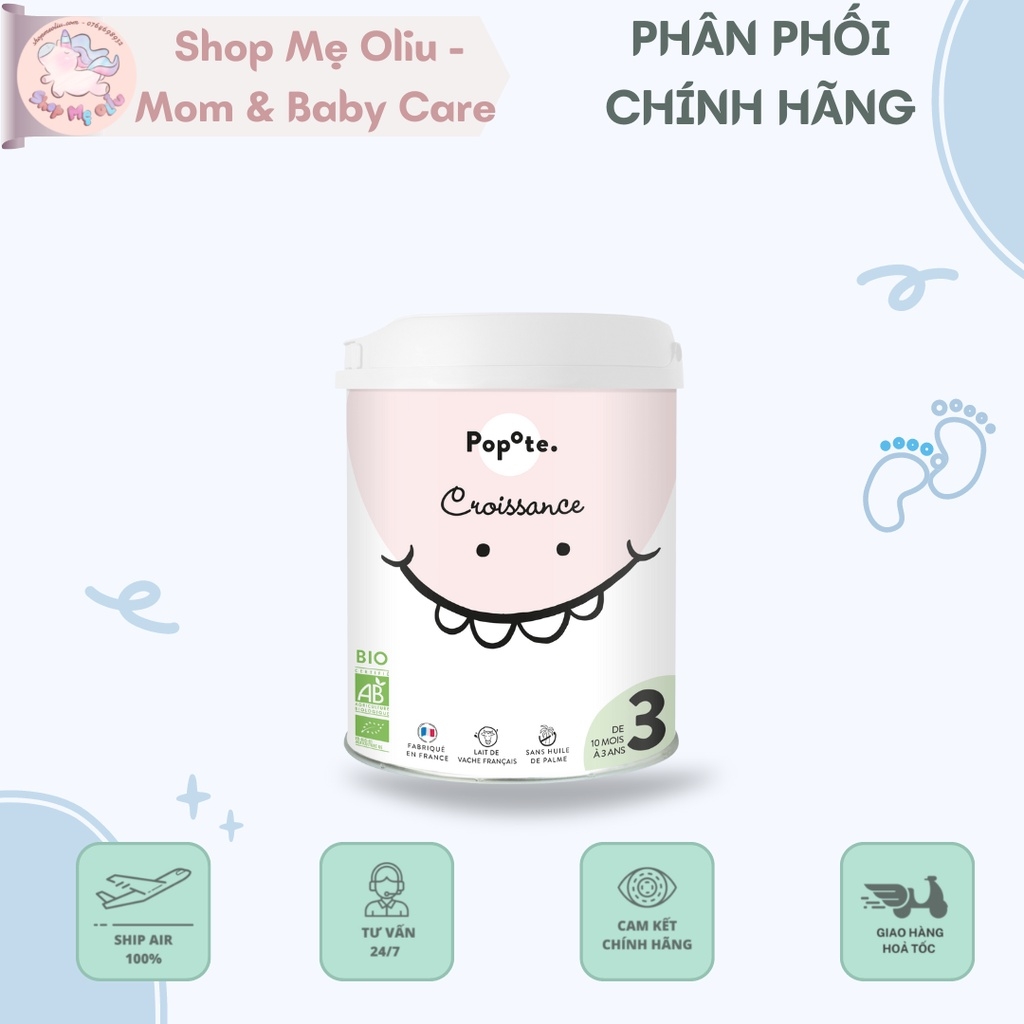 Sữa hữu cơ Popote Bebe 800gram số 1 2 3