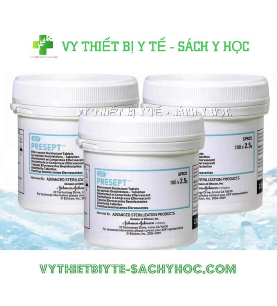 presep hộp 100 vien nen khử khuẩn presept 2 5g