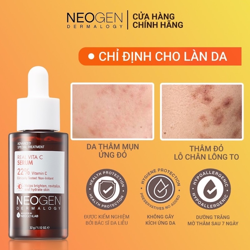 Siêu Tinh Chất Làm Sáng Xoá Thâm Dưỡng Trắng Vitamin C Neogen Dermalogy Real Vita C 32g