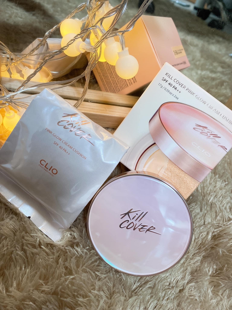 Phấn Nước CLIO Kill Cover Pink Glow Cream Cushion SPF40 PA++ 3BY Linen(Kèm Lõi Thay Thế 17g X 2)