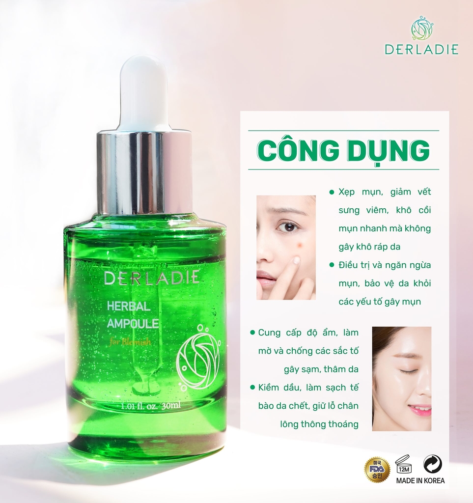 Tinh Chất Tràm Trà Giảm Mụn Derladie Herbal Ampoule For Blemish 30ml