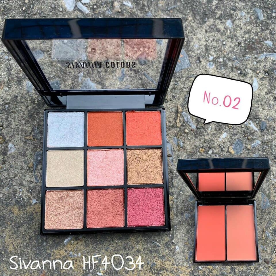 Bảng Phấn Má Hồng & Mắt Sivanna Colors Epic Eye And Cheek Palette HF4034 No.02