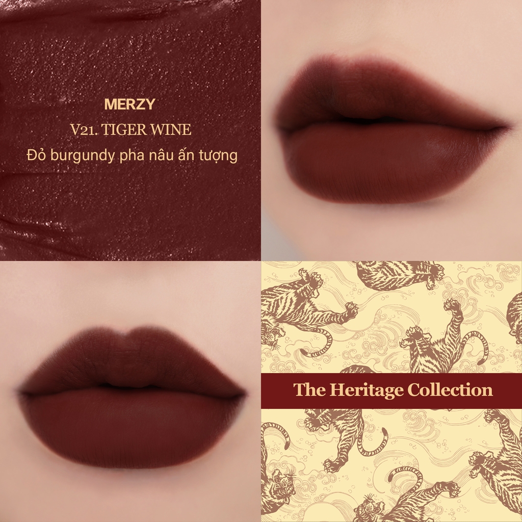 Son Kem Merzy The Heritage Velvet Tint V21. Tiger Wine - Đỏ burgundy