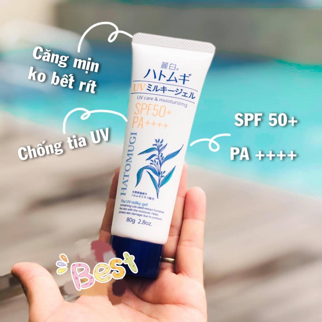 Kem Chống Nắng Hatomugi The UV Milky Gel SPF50+ PA++++ 80g