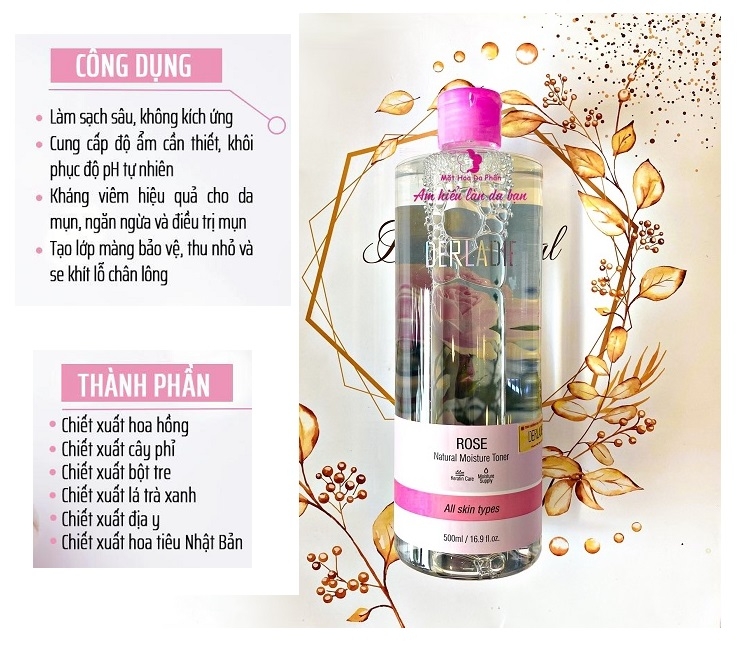 Nước Hoa Hồng Dưỡng Ẩm Derladie Rose Natural Moisture Toner 500ml