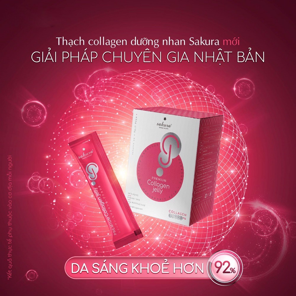 Thạch Collagen Dưỡng Da Sakura Premium Collagen Jelly Nhật Bản | Mặt Hoa Da  Phấn