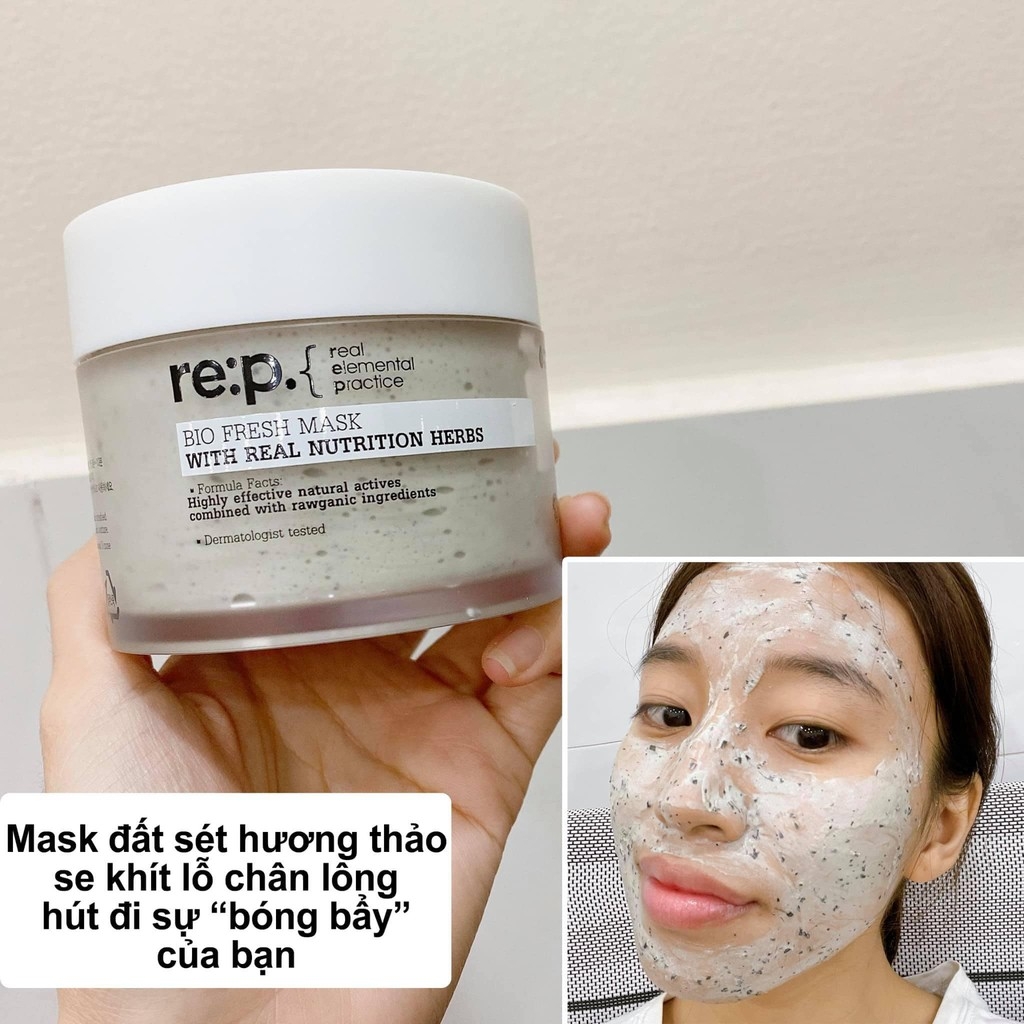 Mặt Nạ Đất Sét Hương Thảo Giảm Mụn Đầu Đen, Se Khít Lỗ Chân Lông Re:p Bio Fresh Mask With Real Nutrition Herbs 130g