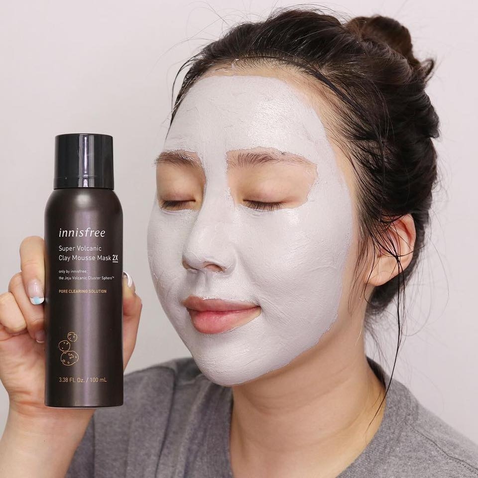 Mặt Nạ Đất Sét Dạng Xốp Innisfree Super Volcanic Pore Clay Mousse Mask 2X  100ml