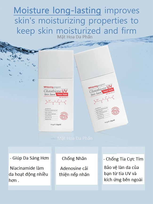 Chống Nắng Angel's Liquid Whitening Program Glutathione UV Skin Save 50ML #Water Basic