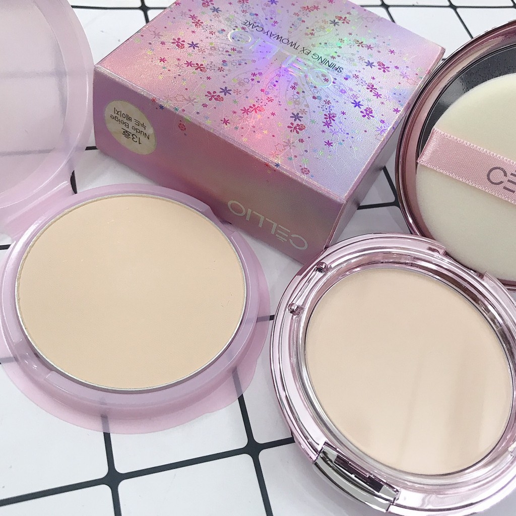 Phấn Phủ Cellio Shining Ex Twoway Cake Beige( Tặng Kèm Lõi)