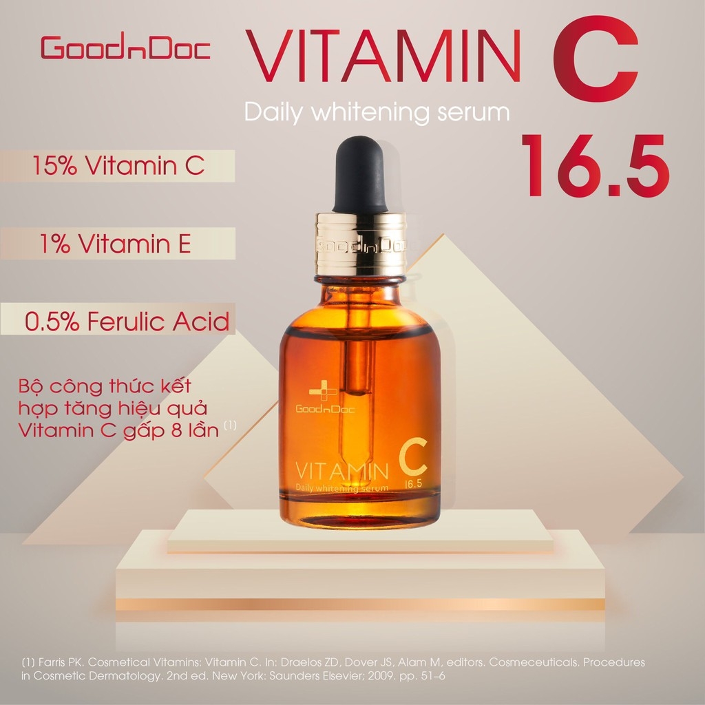 Tinh Chất Trắng Da Giảm Thâm GoodnDoc Vitamin C- 16.5 Daily Whitening 30ml