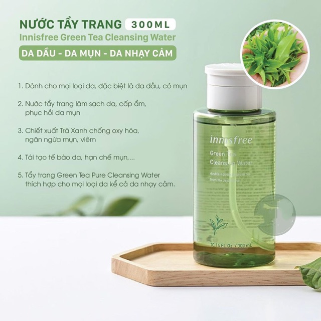 Tẩy Trang Innisfree Green Tea Cleansing Water 300ml