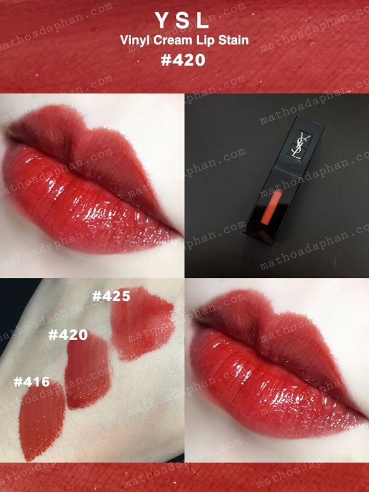 Son Kem YSL Vinyl Cream Creamy Lip Stain #420 Chili Vibration