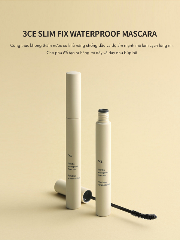 Mascara 3CE Slim Fix Waterproof For Clean Volume Lashes