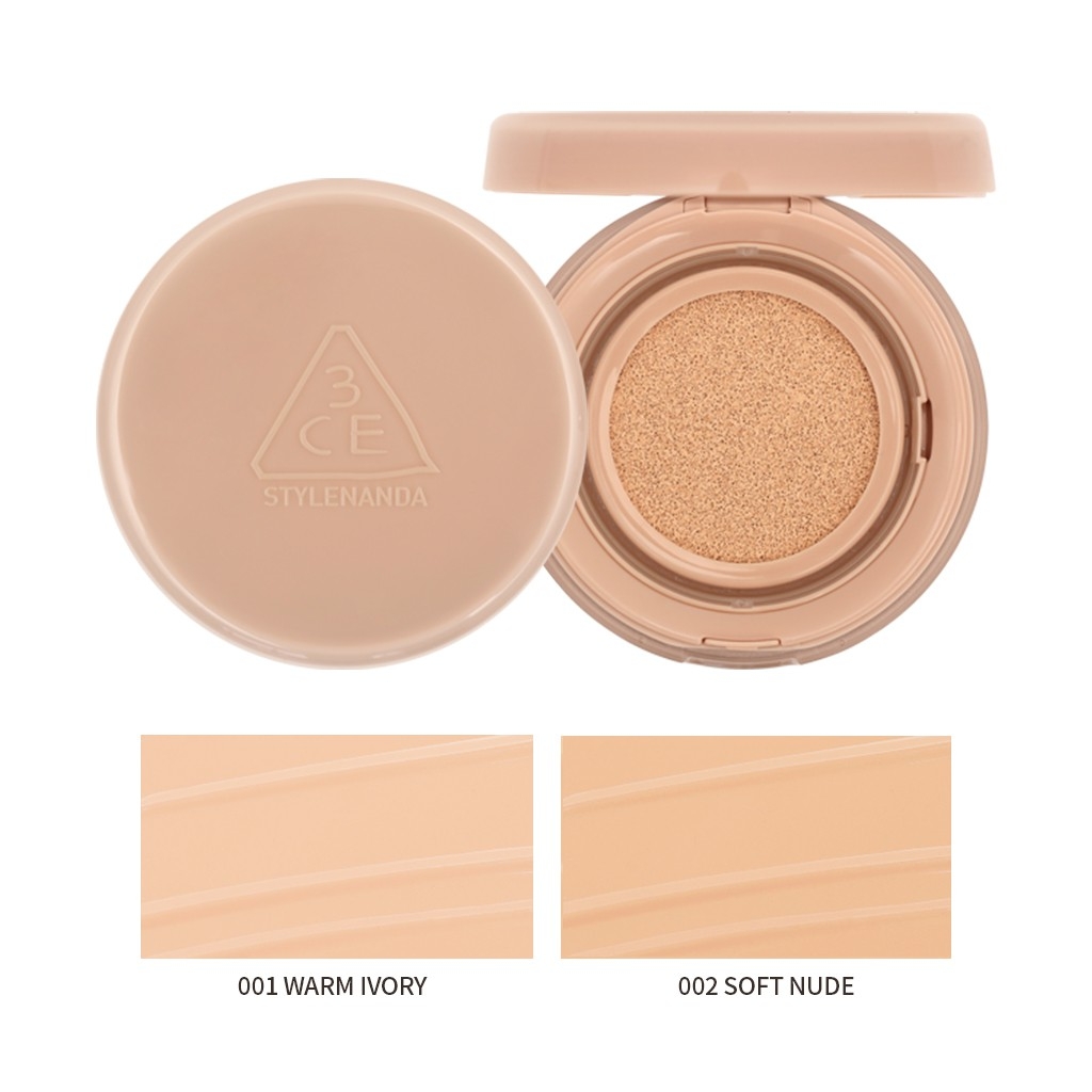 [TẶNG KÈM 1 LÕI]Phấn Nước 3CE Glow Cushion SPF50+ PA+++ #001 Warm Ivory
