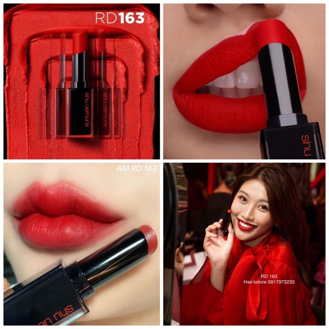Son Shu Uemura Rouge Unlimited Matte M RD163 (Vỏ Đen)