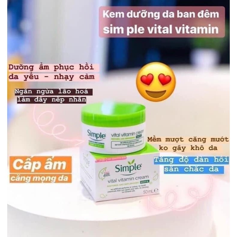 Kem Dưỡng Ẩm Cho Da Ban Đêm Simple Vital Vitamin Night Cream 50Ml