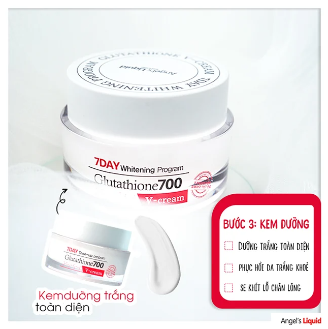 Kem Dưỡng Angel's Liquid 7Day Whitening Program Glutathione 700 V-Cream 50ml