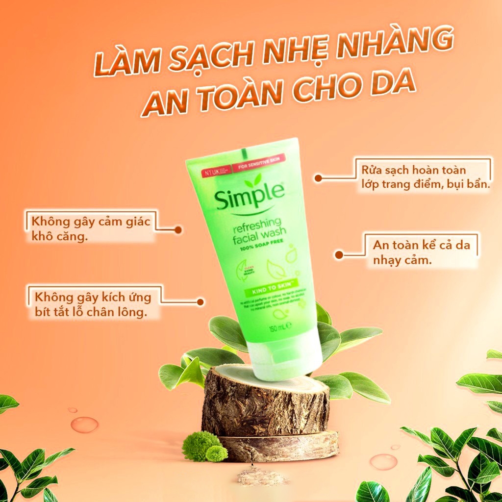 COMBO Làm Sạch Simple Tẩy Trang + Sữa Rửa Mặt + Nước Hoa Hồng