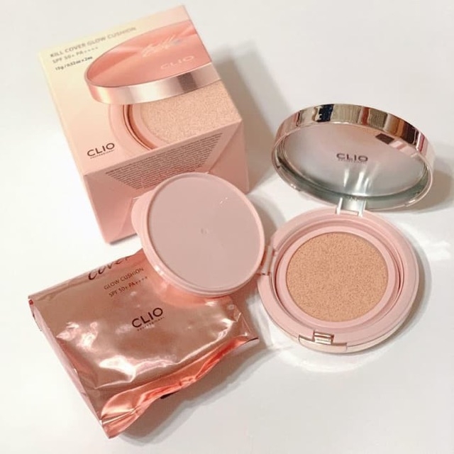 Phấn Nước Clio Kill Cover Glow Fitting Cushion Set (+Refill) SPF 50+ PA++++ #3.5 BO Vanilla