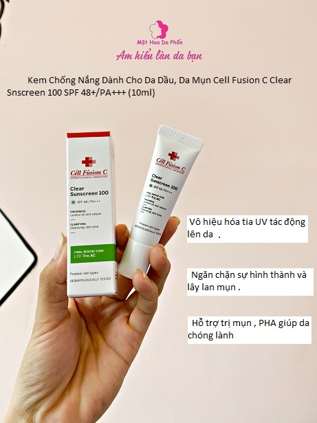 Chống Nắng Cell Fusion C Clear Sunscreen Cho Da Mụn 10ml (Xanh Lá)