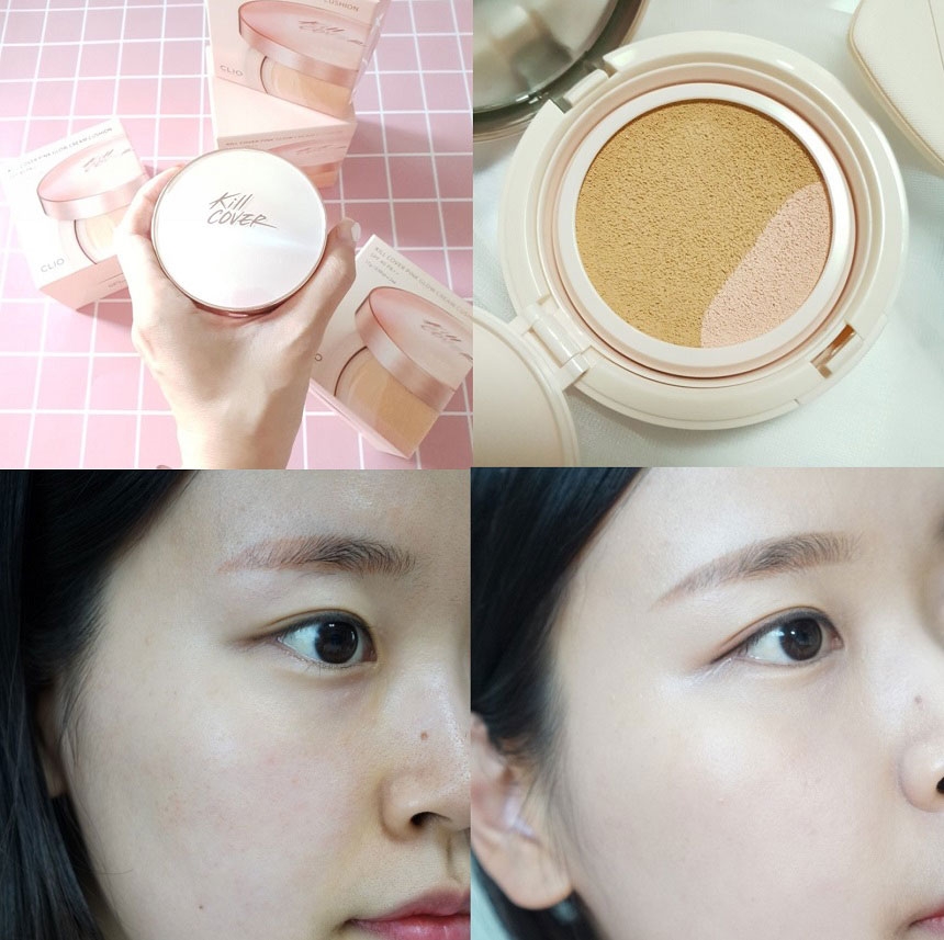 Phấn Nước CLIO Kill Cover Pink Glow Cream Cushion SPF40 PA++ 3BY Linen(Kèm Lõi Thay Thế 17g X 2)