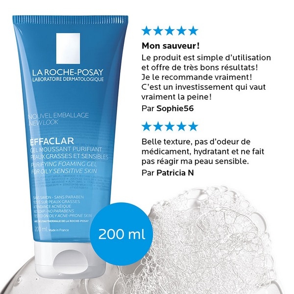 Gel Rửa Mặt Tạo Bọt La Roche-Posay Dành Cho Da Dầu, Nhạy Cảm 200ml